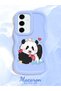 Samsung Galaxy S24 Fe Compatible Case Camera Protector Blue Silicone Couple Phone Case Panda Pattern - 2