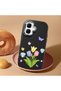 حافظة متوافقة مع هاتف Tecno Spark Go 2، حافظة حماية للكاميرا من السيليكون الأسود، حافظة هاتف زوجية بنمط زهور - 2
