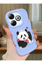Infinix Hot 40I Compatible Case Camera Protector Blue Silicone Couple Phone Case Panda Pattern