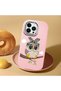 iPhone 14 Pro Compatible Case Camera Protector Pink Silicone Couple Phone Case with Owl Pattern - 2