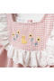 Chick Embroidered Scallop Detailed Double Gingham Set 100% Cotton Baby Girl - 3