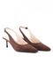 Genuine Leather Brown Back-Strapped Heeled Women's Shoes - Z8583 - 3