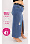 Plus Size Denim Belted Slit Pencil Skirt - 2
