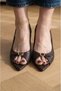 Pointed Toe Open Front Buckle 7cm Heel Thin Heeled Women's Shoes - 3