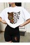 Girl's Leopard Print White T-Shirt-Black Shorts Leggings Bottom Top Set - 4