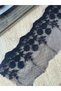 Black Floral Embroidered Tulle Lace Ribbon (1Mt) - 3