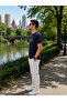 Men's Printed Crew Neck Navy Blue Loose T-Shirt - 6