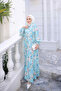Light Blue Half Buttoned Sleeves Elastic Skirt Layered Dress