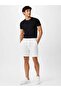 Men's White Shorts Regular Fit Cotton Elastic Waistband Metal Tipped Drawstring - 2