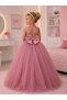 Girls' Back-Detached Dress with Detail on the Back and Crown for Graduation, Wedding, Special Day, Birthday
