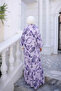 Lilac Half-Buttoned Layered Viscose Dress with Elastic Sleeves - 4