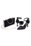 Women's Black Waterway Thin Heeled Pointed Toe Closed Back Stylish Evening Dress Stiletto and Bag Combination - 4