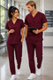 Lycra Scrubs Medical Uniform, Nurse Doctor Hospital Uniform, Men and Women, Healthcare Staff Uniforms, Navy Blue, Purple, Beige, Gray, Burgundy, Coffee, Orange, Blue, Mint, Sage Green, Green, Khaki - 7