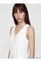 Lcw Vision White V-Neck Buttoned Textured Muslin Blouse - 3