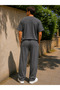 Men's Suit Waffle Fabric Crewneck T-Shirt & Bottom - 3