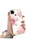 Realme C25 Compatible Silicone Edge Hard Back Case Couple Phone Case with Floral Pattern