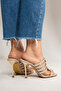 Beige Skin Women's Open Toe Special Design Thin Heeled Slippers Ivory - 8