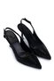Women's Faux Leather Black Heeled Shoes - 2