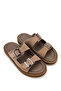 Men's Genuine Leather Beige Suede Flat Slippers - 2