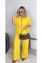 Women's Plus Size Short Sleeve Waist Cinched Zipper Shirt Collar Sweatpants Set 8276-26 - 4