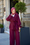 Women's Ruffle Detail Waist Tie Chiffon Suit Plum - 4
