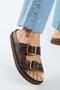 Sevalli 2 Women's Leather Genuine Leather Double Buckle Brown Snake Slippers