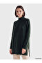 Green Half Turtleneck Oversized Women's Knitwear Tunic