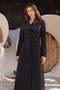Satin Trimmed Double Collar Lined Overcoat Black 6876-A