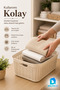 Jute Cornered Saddle 26 L Multi-Purpose Storage and Transport Basket Laundry Toy Organizer - 2