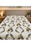 100% Cotton Brown Floral Double Pique 200 X 235 cm - 2