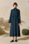 Petrol Green Dress with Scarf Detail - 2