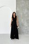Women's Black Double-Breasted Collar Sleeveless Fitted Waist Wide-Leg Long Jumpsuit Nbk4675