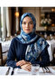 Patterned Cotton Soft Shawl Blue Soon Series - Mira İpek - 4