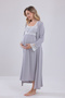 New Season Gray Special Lace Design Strap 100% Cotton Maternity Nightgown-Dressing Gown Set of 2 - 6