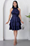 Halter Neck Layered Satin Dress Drp565