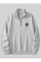 Men's Standing Collar Zippered Printed Comfortable Cut Sweatshirt