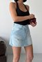 Women's 5-Pocket Classic Ice Blue Denim Shorts Skirt - 6
