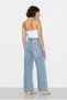 Women's Blue Stone Embroidered Lace Wide Leg Denim Trousers Dp261032 60286416 - 5