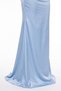 Women's Baby Blue Boat Neck Stone Detailed Long Engagement Evening Dress - 4