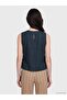 Lcw Comfort Navy Blue 100% Linen Blouse with Tie Detail - 4