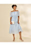 Women Blue Plain Summer Casual Dress