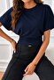 Qlay Women's 2-Piece Navy Blue Pink Fitted Wide Sleeve Viscose Blouse - Soft Textured Stylish Summer Wear - 2