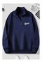 Men's Standing Collar Zippered Printed Comfortable Cut Sweatshirt