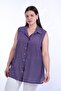 بلوزة نسائية بدون أكمام منقوشة بمقاسات كبيرة - 8