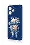 Redmi 12 Compatible Blue Ribbon Flower Pattern Silicone Case - 4