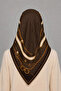 وشاح منقوش بنقشة التويل LS2201 09-بني-كريمي - 4
