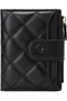 Small Wallets for Women Leather Bifold Wallet Women RFID Blocking Purse Holder with 15 Card Slots and ID Window Coin Pocket (Black)