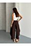 Layered Look Wide-Legged Trousers with Tie-Up Detail - 2