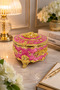 Round Colorful Gold Embroidered Jewelry Box - 5