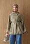 Women's Cross Collar Hidden Button Hijab Shirt - 5